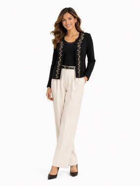Jones New York Elegant Black and Bamboo Sweater with shell